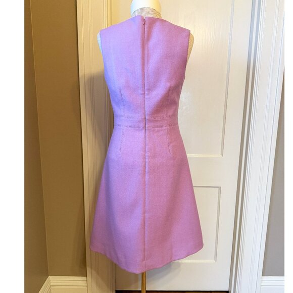J.Crew Lavender Double Serge Wool Fit & Flare Dress Sleeveless Sz 4 - Picture 4 of 11